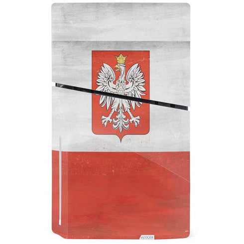 Poland Flag Distressed PS5 Slim Disk Console Skin